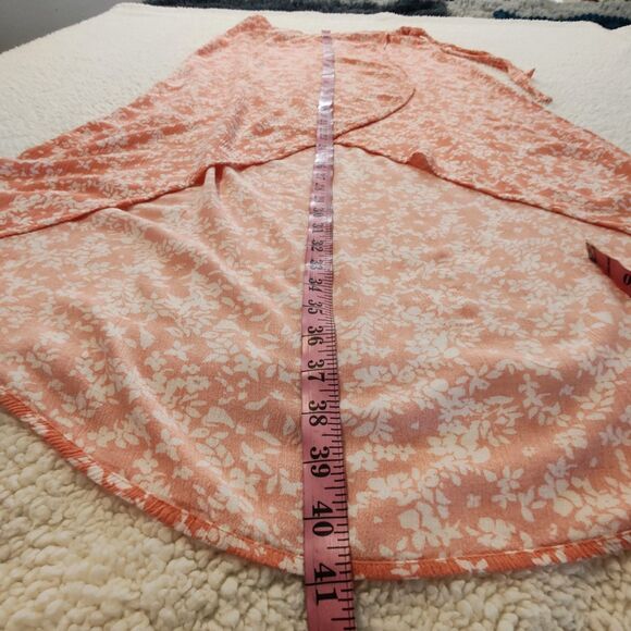 Sky And Sparrow Salmon Pink Floral Wrap Skirt Size Medium - Picture 9 of 15
